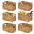 Set Of 6 Natural Water Hyacinth Woven Storage Baskets 12.6” X 8” X 7”, Rectangular Wicker Basket With Built-In Handles, Medium (Natural - Set Of 6)