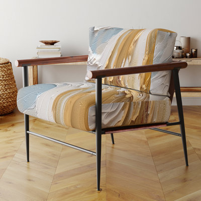 Fauteuil d'appoint rembourré à motif spiral doré et blanc Spiral Nebula II doré et blanc