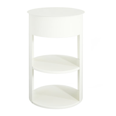 Table d'appoint ronde d'intérieur en métal à 3 niveaux avec armoire à porte coulissante