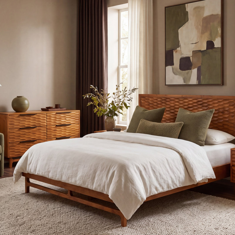 Commode double 6 tiroirs Elara, Caramel