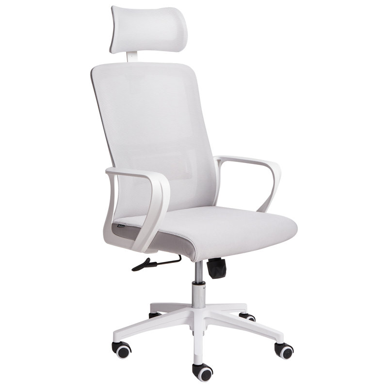 Office Chair Swivel MONARCH Fabric, White, Grey