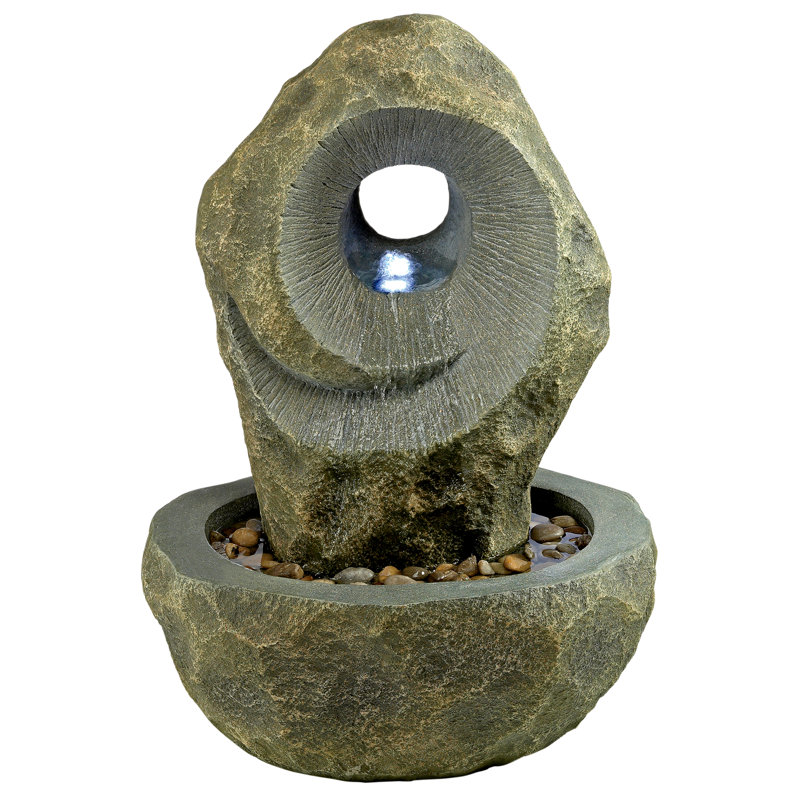Fontaine de jardin en spirale en cascade avec lumière
