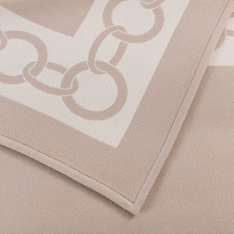 Chains Hand Woven Throw Blanket, Beige/Milk