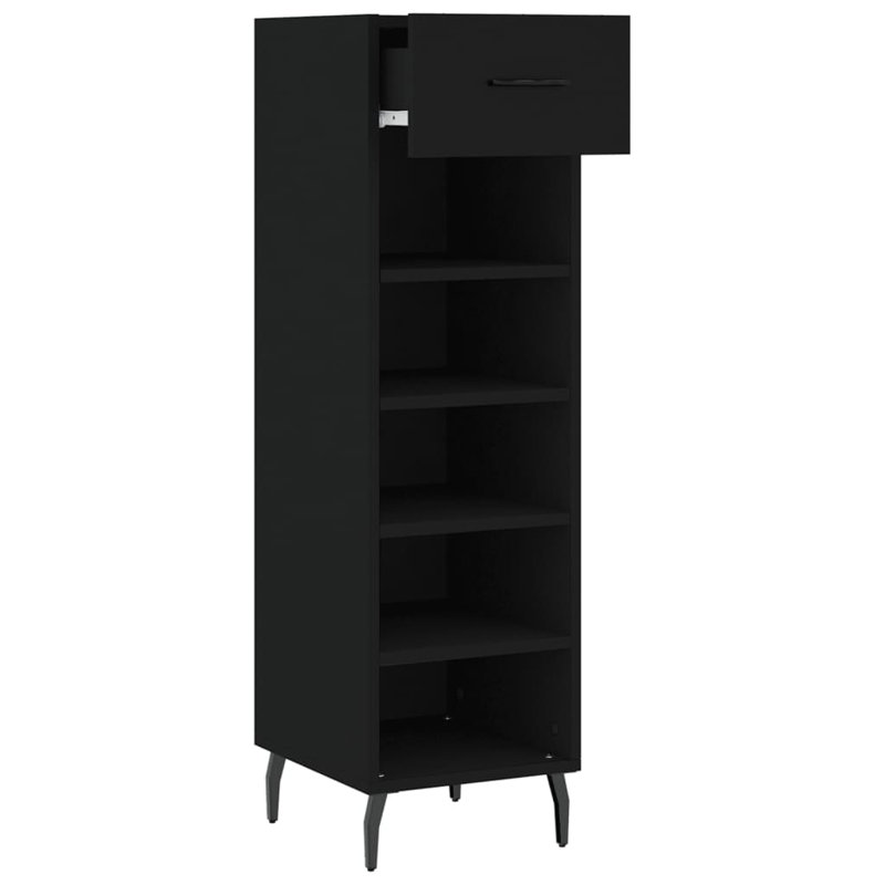 5 Pair Shoe Storage Cabinet, Black