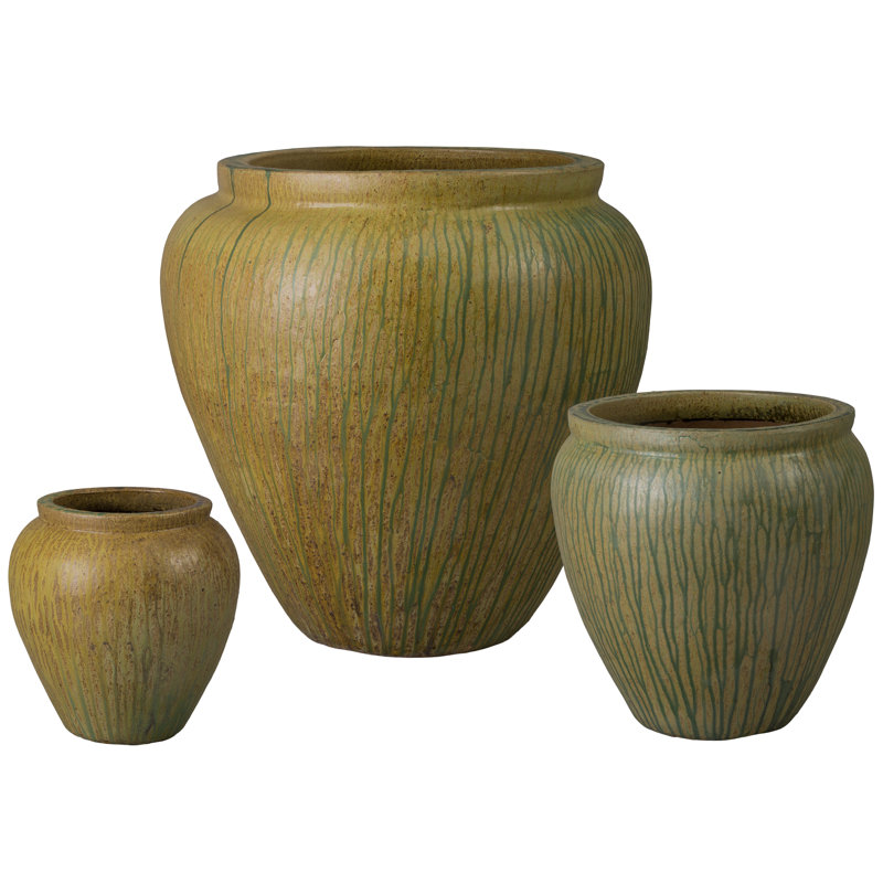 31 in. Distressed Antique Ceramic Round Planter (31 in. L x 31 in. W x 31 in. H) with Drainage Hole