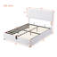 Lit plateforme tapissier double avec système de rangement hydraulique - Blanc-343134008