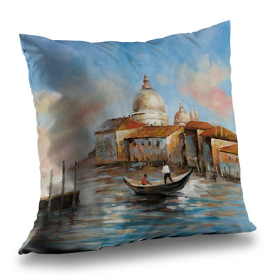 Two Europeans on a Gondola - Brown Building Poly Twill Throw