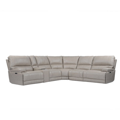 Adlan 127" Wide Leather Match Symmetrical Modular Corner Sectional