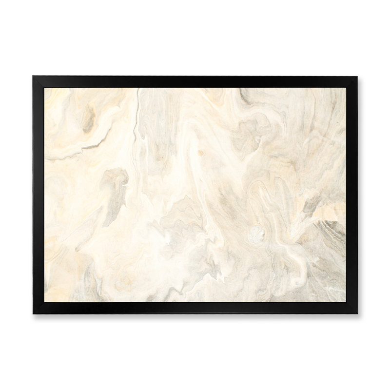 «Liquide Waves In Shades Of Cream VI», reproduction sur toile flottante, H 8 po x l 12 po x P 1 po, Cadre noir