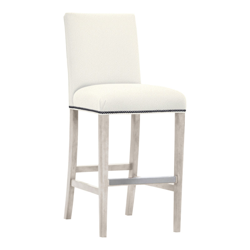 Gin Fizz Upholstered Stool with Solid Wood Frame, Yes, Perigold Improve White, Casa Blanca