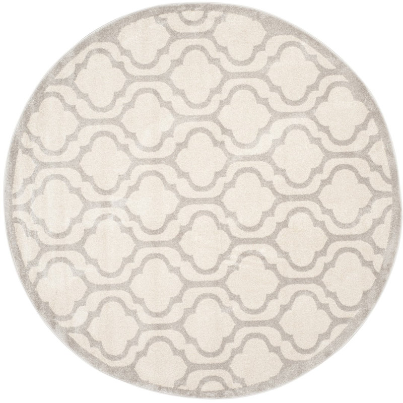 Tapis géométrique ivoire / gris clair Ammundsen, Rond 7 pi