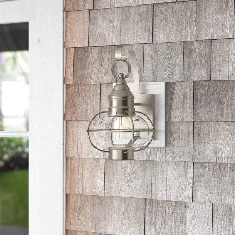 Aster Solid Brass Wall Light, Brushed Nickel, 14.75" H x 8.75" W x 9.75" D
