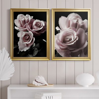 «Rose noir I», ensemble de 2 reproductions de photos sur toile
