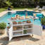 Îlot de cuisine portatif compact, bois et acier, chariot de cuisine d'extérieur rustique