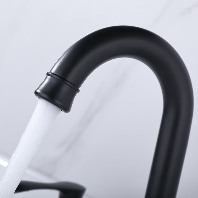 Robinet de salle de bain à large entraxe avec bonde, Noir