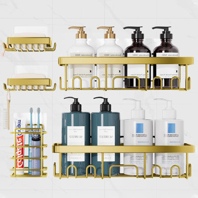 Ensemble de 5 tablettes de douche murales antirouille et imperméables