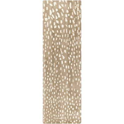 Tapis brun clair / brun clair / crème en laine touffeté à la main Jona