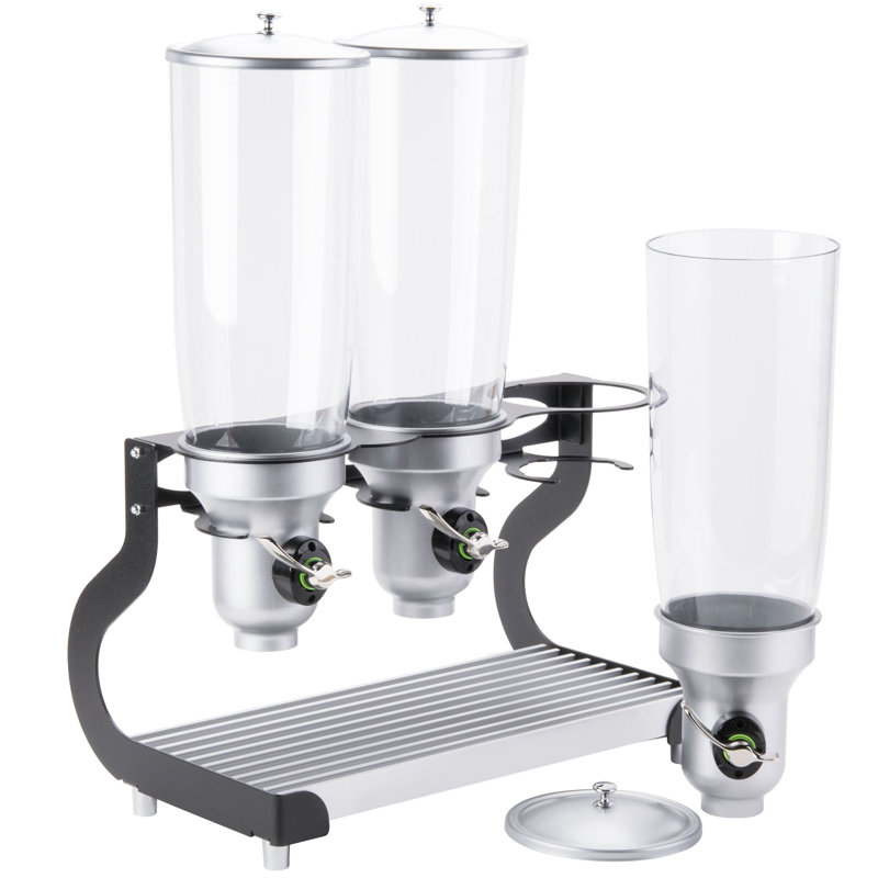 Free Flow 5 Liter Triple Canister Cereal Dispenser, Black