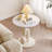 19.69" Cream Round Minimalist Sintered Stone Side Table