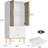 Glass Door Pantry Cabinet with 2 Drawers, Tall Storage Sideboard for Living Room, White-634102222