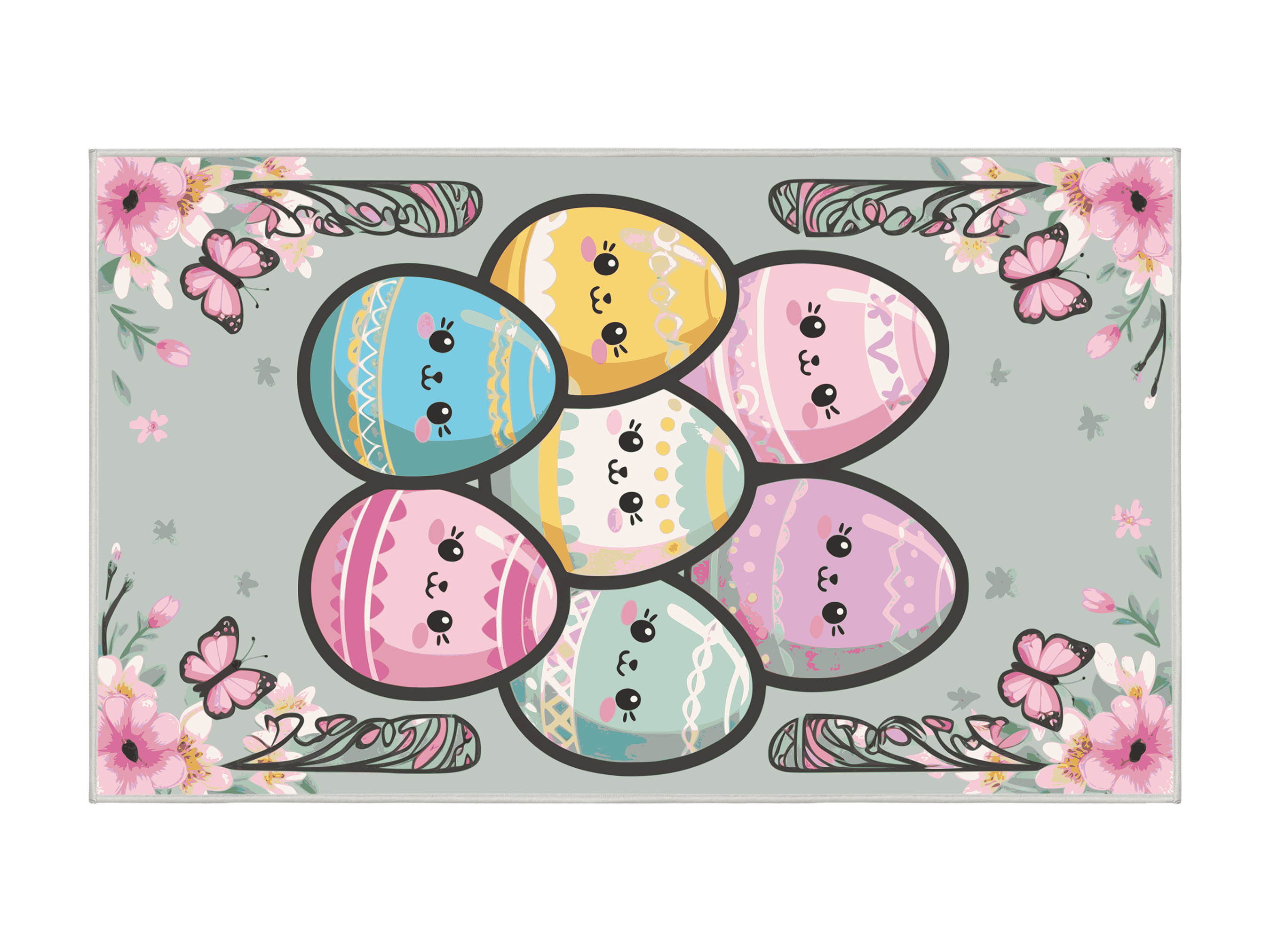 Pink Easter Rug The Holiday Aisle® Washable Easter Spring Holiday Rug | Wayfair