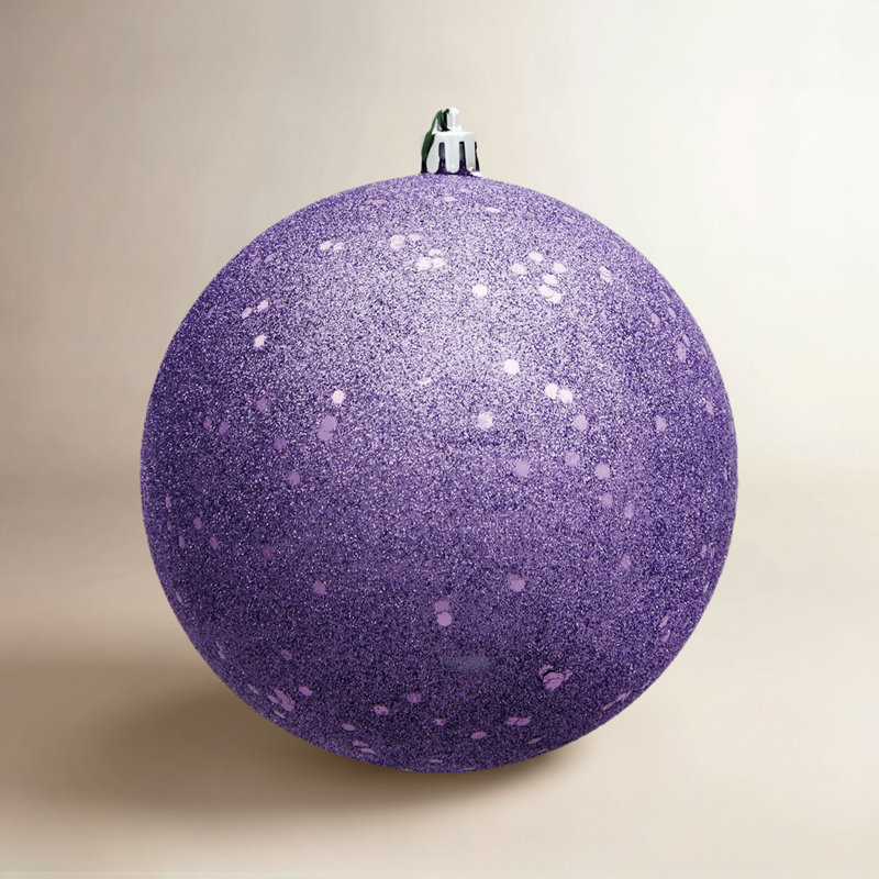 Holiday Décor Ball Ornament, Fuchsia Glitter, 4" H x 4" W x 4" D
