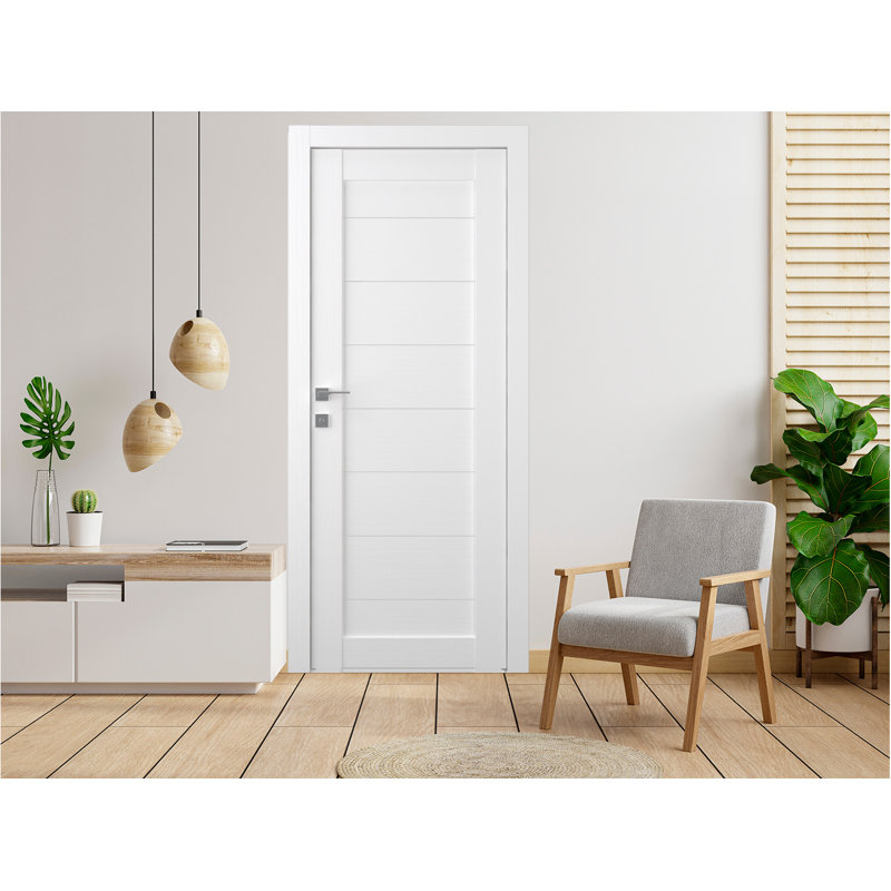 Dalle de porte intérieure en bois manufacturé Ermi, Blanc, 27,75 po x 79,37 po