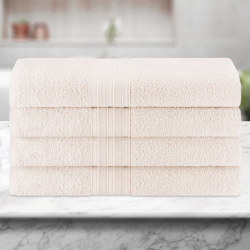 Ensemble de serviettes de bain écologiques en coton 100% Ringspun Hannu, Ivoire