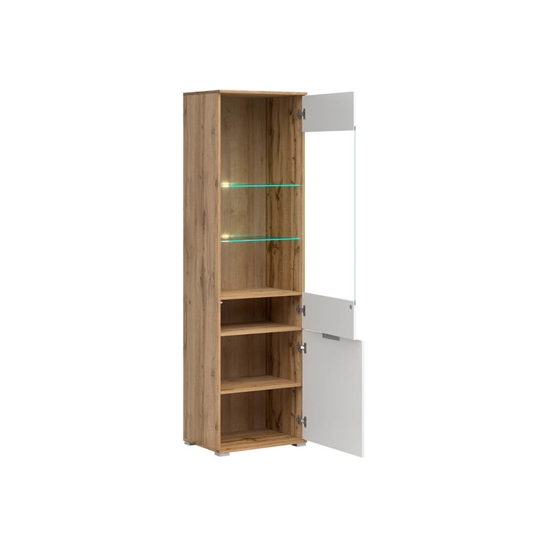 56 cm W Display Cabinet China Cabinet, Oak Riviera/White Gloss