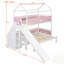 Lit superposé en bois en forme de maison avec glissade et escalier de rangement, cadre de lit simple / simple / double pour enfants-896363393