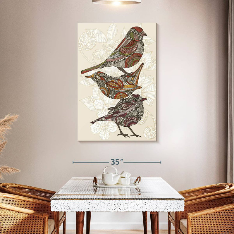 Trois petits oiseaux en ronce, H 48 po x l 32 po