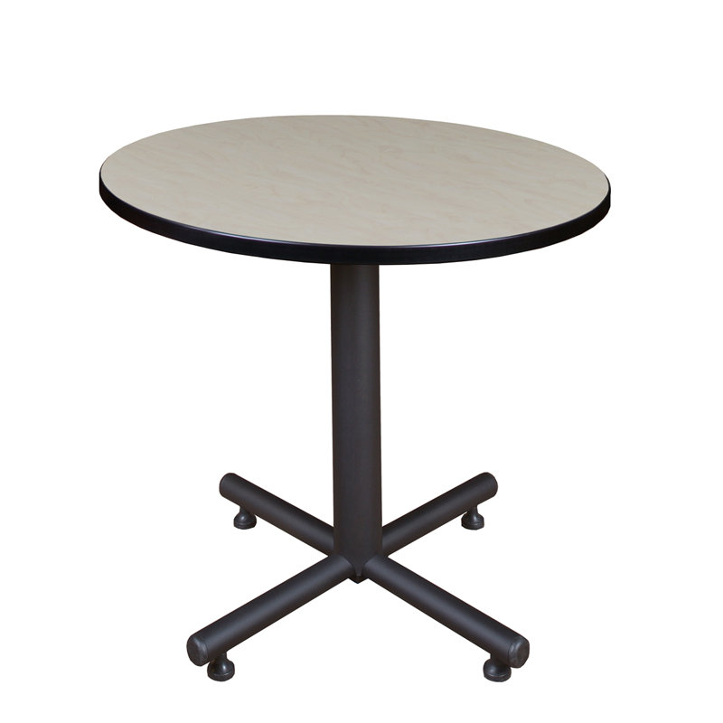 Maple and Black Round Dining Height Table with Steel Base