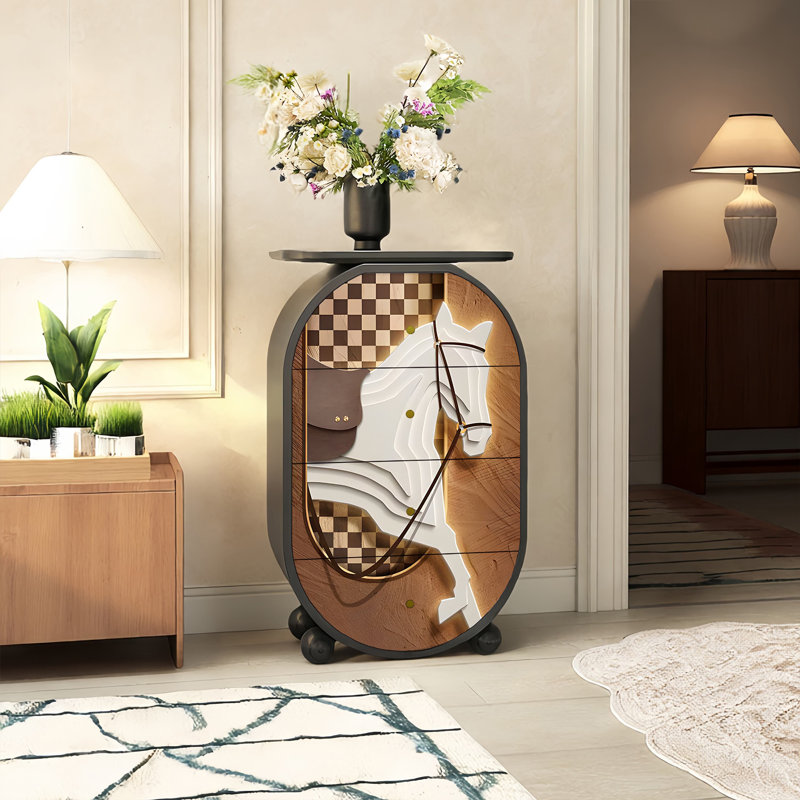 Commode de salon française en bois massif avec tiroirs