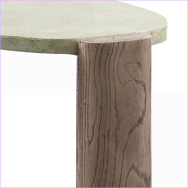 Table basse en ciment vieilli gris et chêne - Assemblage facile pour les petits espaces, salon de style naturel