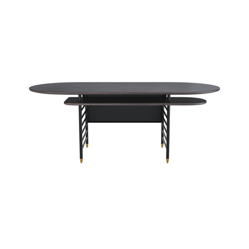 Frank Lloyd Wright Racine Desk, 30" H x 84" W x 42" D, Black