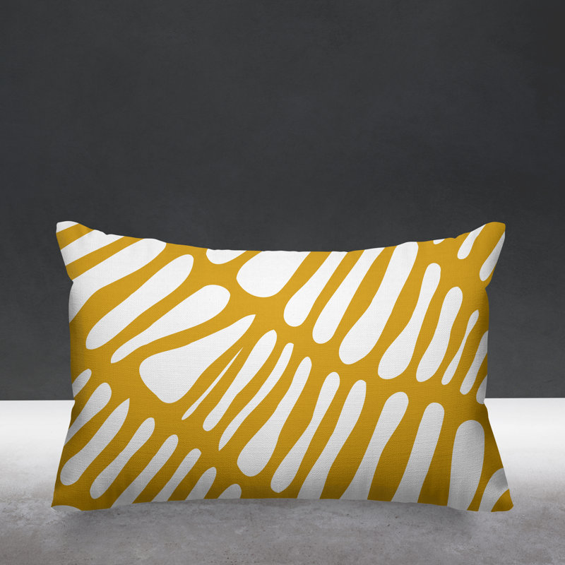 Housse de coussin rectangulaire pour l'extérieur Tribal, Jaune