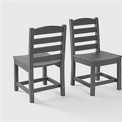 Grey Armless Outdoor Chairs – HDPE Material set of 2