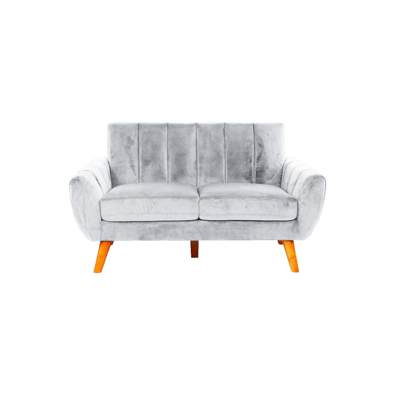 Velours gris 2: style classique avec des pieds en bois doux et des tissus modernes de canapé, Gris clair