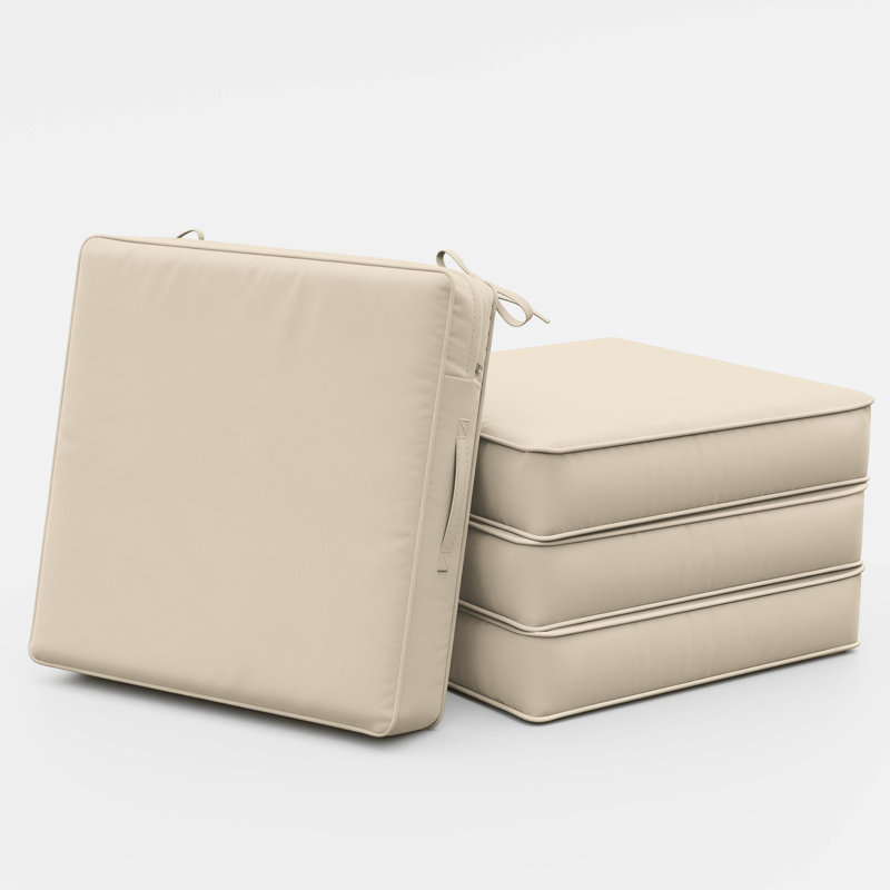 24“x24”x5“ Outdoor Seat Cushions High-Resilience Foam Chair Cushion with Handle and Non-Slip Bottom, Cream
