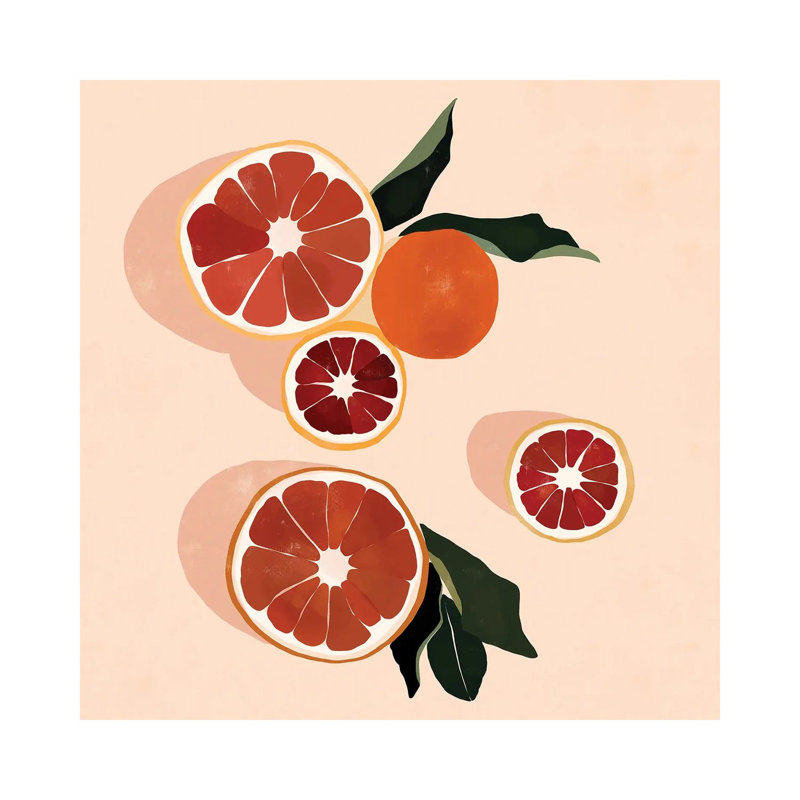 Pamplemousse par Brie Nicole-impression d’art graphique, H 26 po x l 26 po x P 1,5 po, Toile tendue, Pas de tapis