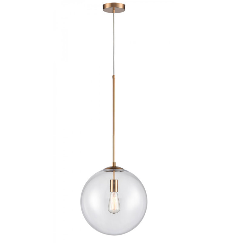 Delilah 1 Light Pendant, Clear, Aged Brass