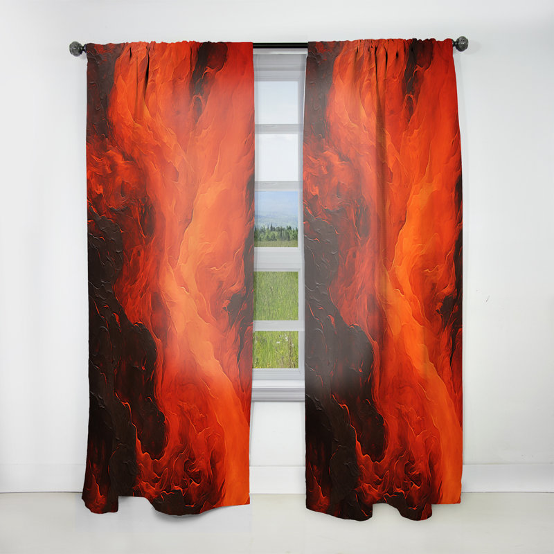 Maturin Volcanic Tachisme Fusion IV - Rideau moderne - Velours obscurcissant - 1 panneau, L 52 po x L 108 po
