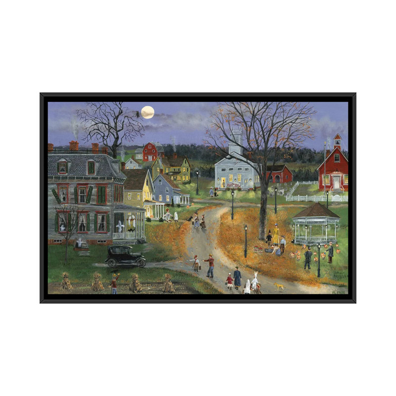 Spookey Night - reproduction d'art murale - toile encadrée, H 18 po x l 26 po, Noir
