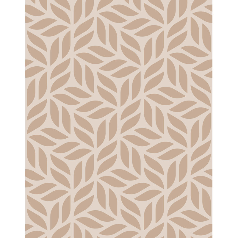 7m x 75cm Matte Geometric Leaf Pattern Wallpaper Roll, Beige