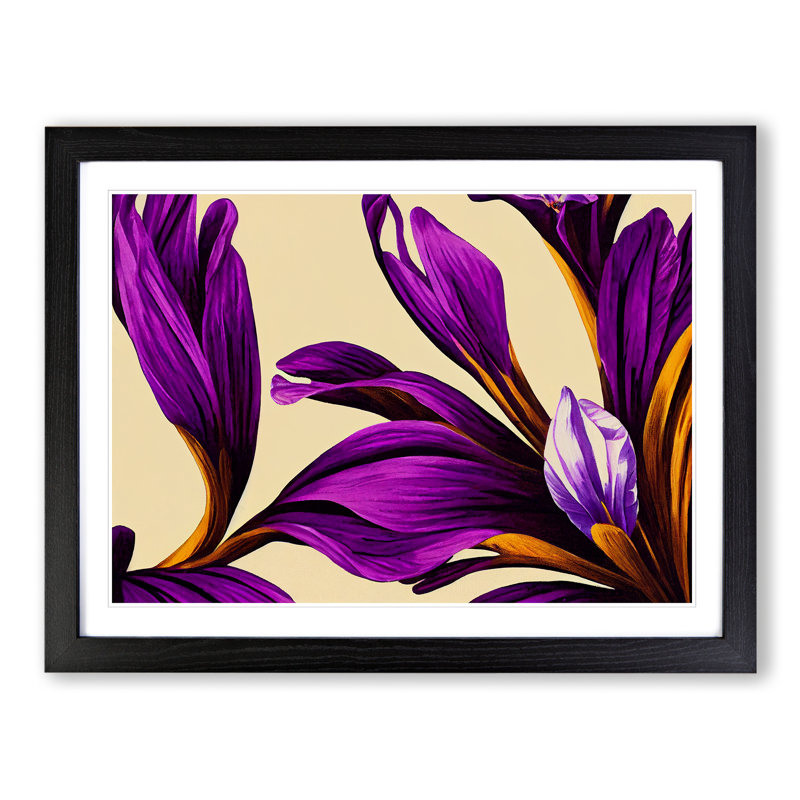 Evolving Modern Flowers 1 Piece Single Picture Frame Wall Art, 34cm H x 46cm W x 2cm D, Black