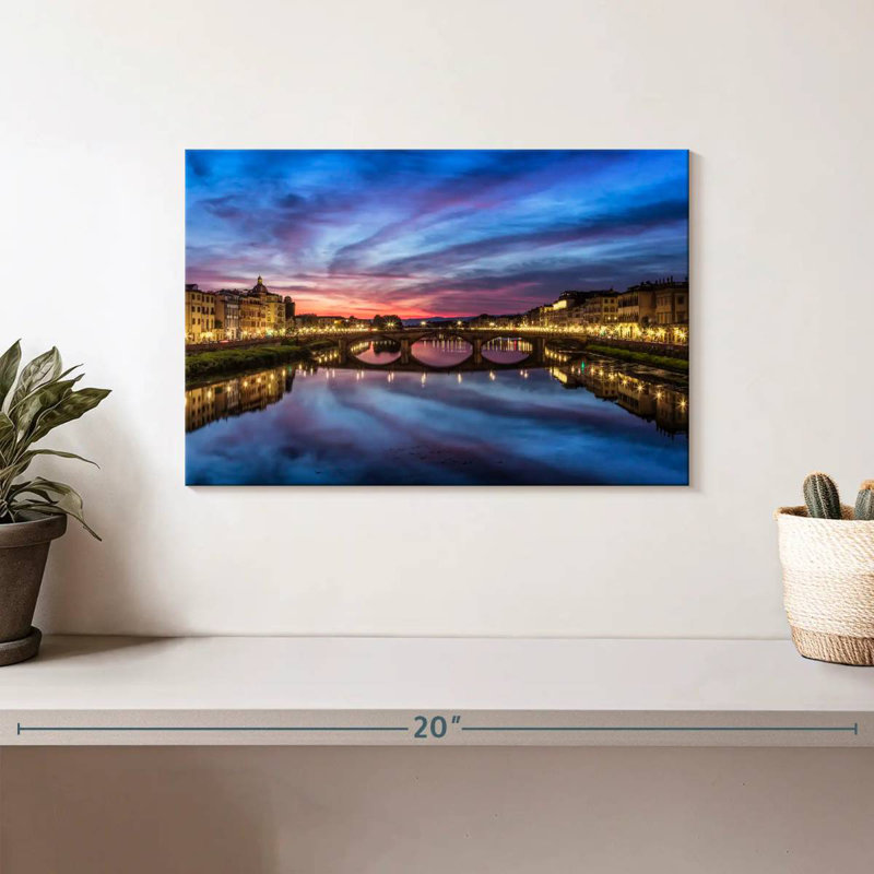 Sirci, coucher de soleil et reflets, rivière Arno, Florence, H 8 po x l 12 po