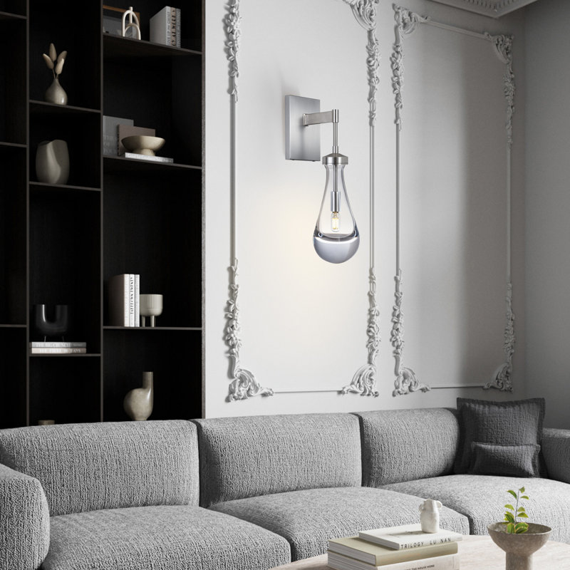 Light Dimmable Teardrop Wall Sconce, 2, Brushed Nickel