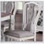 Ensemble de salle à manger 7 pièces de style transitionnel avec plateau en chêne et 6 chaises d'appoint rembourrées en blanc antique pour un repas élégant-1538299204
