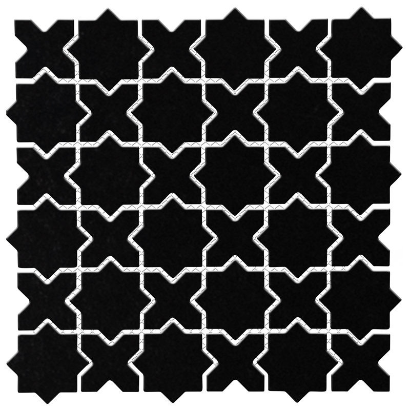 Carreau de mosaïque en porcelaine 11 "7/8" x 11-7 / 8 "Metro Star, Noir