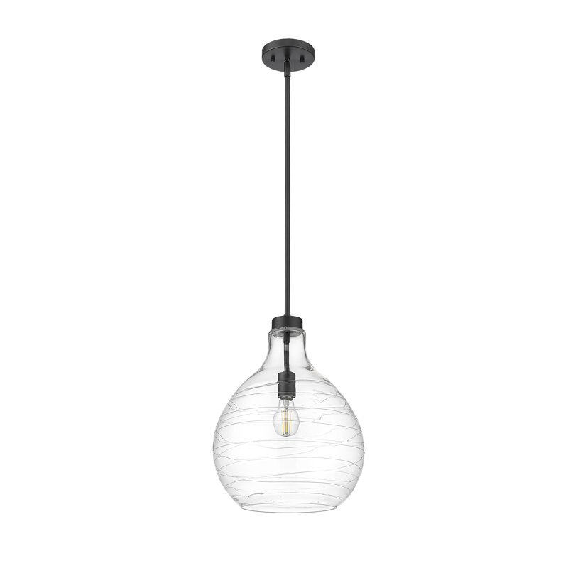 Luminaire suspendu en forme de goutte 1 lumière Wilhemina, Noir mat, H 98,5 po x l 13 po x P 13 po